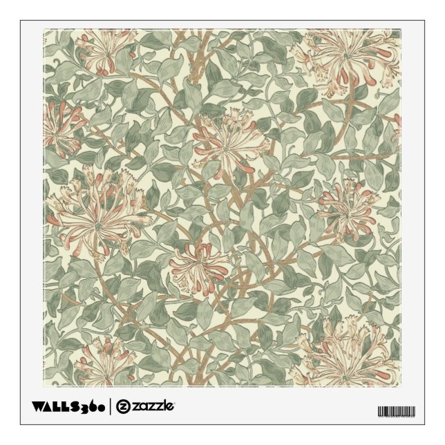 William Morris Honeysuckle Green Floral Wall Sticker (Front)