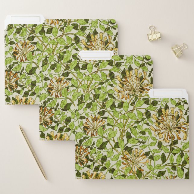 William Morris Honeysuckle Green Flowers File Folder (Set)