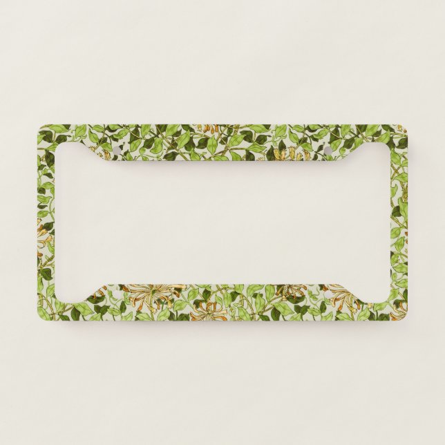 William Morris Honeysuckle Green Flowers License Plate Frame (Front)
