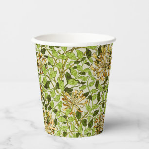 William Morris Honeysuckle Green Flowers Paper Cups