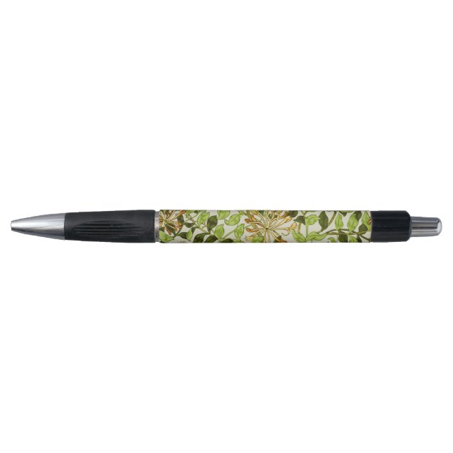 William Morris Honeysuckle Green Flowers Pen (Front)