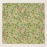 William Morris Honeysuckle Green Flowers Scarf<br><div class="desc">The "Honeysuckle" wallpaper, designed by May Morris in 1883, became one of her most celebrated and enduring designs during her tenure at Morris & Co. This intricate pattern features a network of wild, woody stems intertwined with curling leaves in two tones and delicate honeysuckle flowers, all set against a plain...</div>