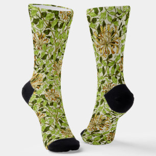 William Morris Honeysuckle Green Flowers Socks