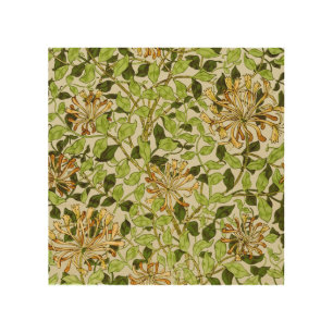 William Morris Honeysuckle Green Flowers Wood Wall Art