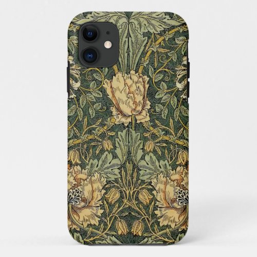 William Morris Honeysuckle Green Yellow  iPhone 11 Case