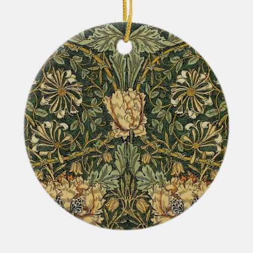 William Morris Honeysuckle Green Yellow  Ceramic Ornament
