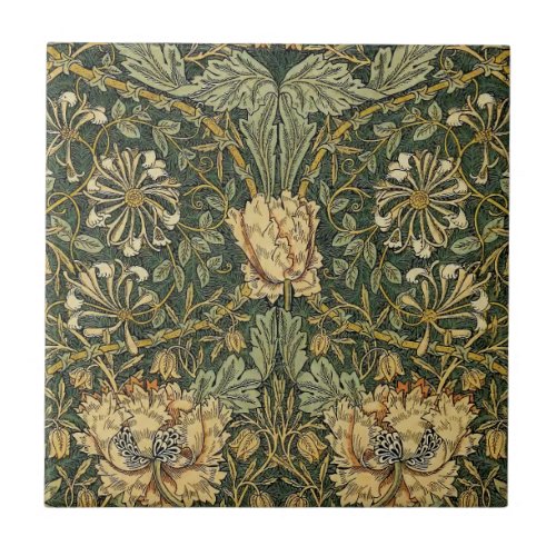 William Morris Honeysuckle Green Yellow  Ceramic Tile