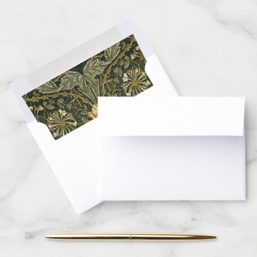 William Morris Honeysuckle Green Yellow  Envelope Liner
