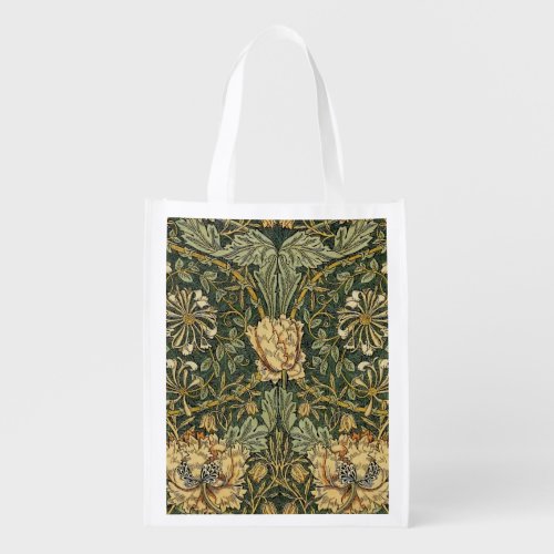 William Morris Honeysuckle Green Yellow  Grocery Bag