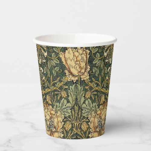 William Morris Honeysuckle Green Yellow  Paper Cups