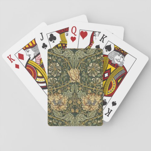 William Morris Honeysuckle Green Yellow  Poker Cards