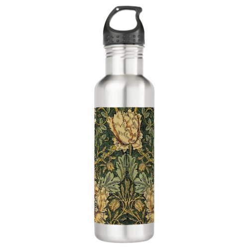 William Morris Honeysuckle Green Yellow  Stainless Steel Water Bottle