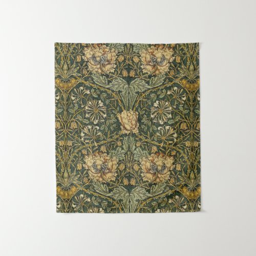 William Morris Honeysuckle Green Yellow  Tapestry