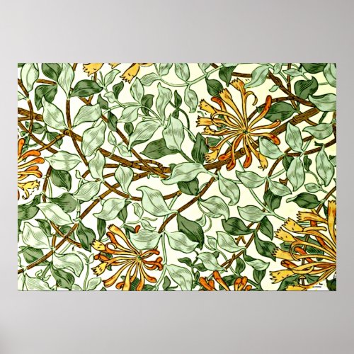 William Morris _ Honeysuckle in Green and Gold Poster