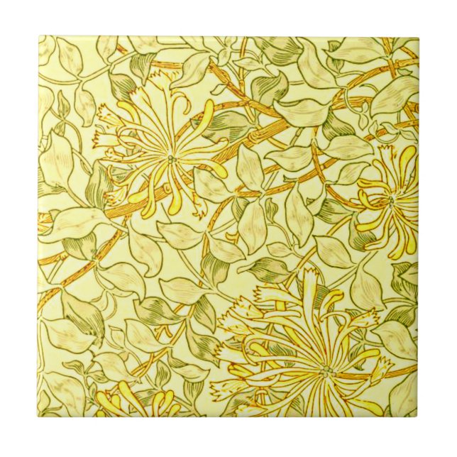 William Morris - Honeysuckle in Yellow  Ceramic Tile (Front)