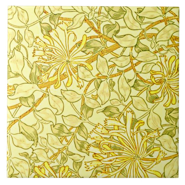 William Morris - Honeysuckle in Yellow Ceramic Tile (Front)