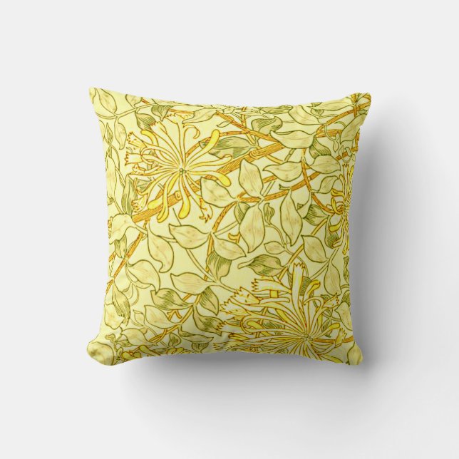 William Morris - Honeysuckle in Yellow   Throw Pillow (Front)