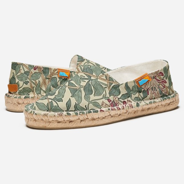 William Morris - Honeysuckle & Leaves Espadrilles (Angled)