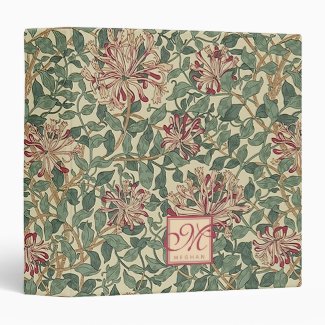 William Morris - Honeysuckle & Leaves - Monogram 3 Ring Binder