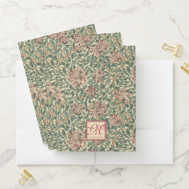William Morris - Honeysuckle & Leaves - Monogram Pocket Folder (In Situ)