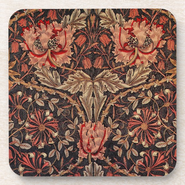 William Morris Honeysuckle Pattern Drink Coaster (Front)