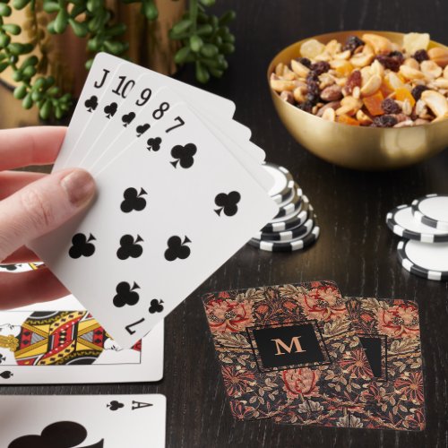 William Morris Honeysuckle Pattern with Monogram Poker Cards
