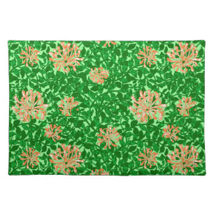 William Morris Honeysuckle, Peach and Green Cloth Placemat