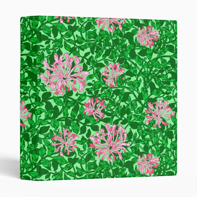 William Morris Honeysuckle, Pink and Green 3 Ring Binder (Front/Spine)