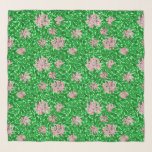 William Morris Honeysuckle, Pink and Green Scarf<br><div class="desc">Square scarf in a William Morris Art Nouveau pattern of honeysuckle flowers against a background of vines and leaves - flowers in shades of ice pink,  with emerald green leaves,  against a pastel green background</div>