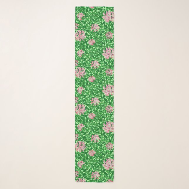 William Morris Honeysuckle, Pink and Green Scarf (Front)