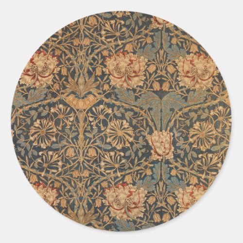 William Morris Honeysuckle Rich Wallpaper Classic Round Sticker