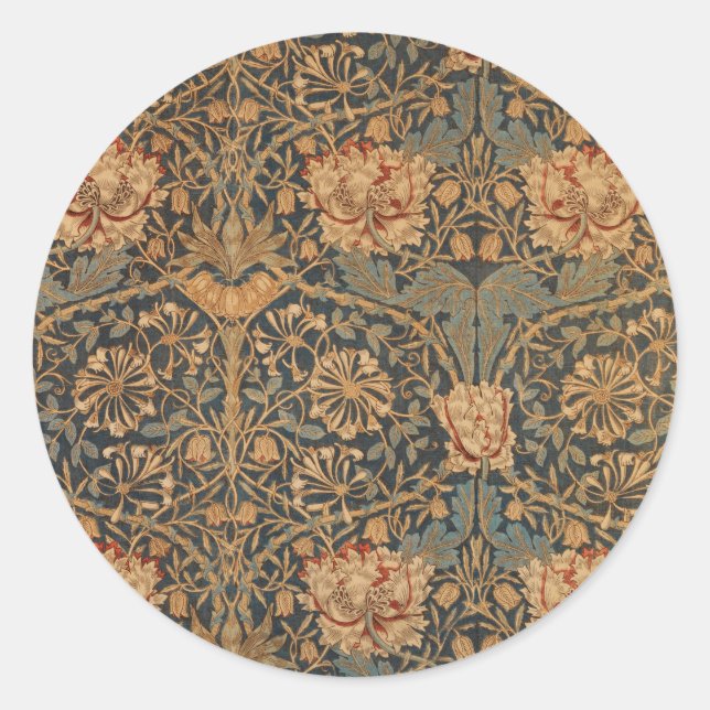 William Morris Honeysuckle Rich Wallpaper Classic Round Sticker (Front)