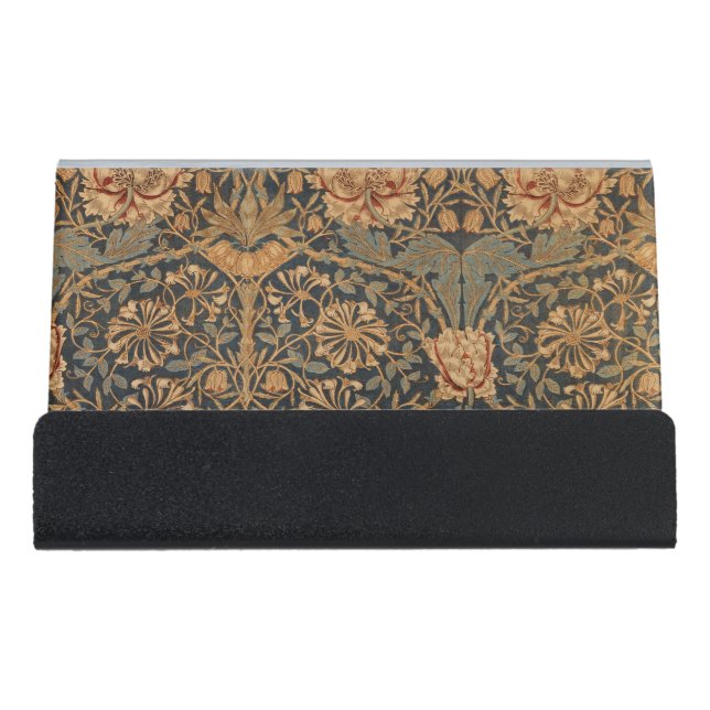 William Morris Honeysuckle Rich Wallpaper Desk Business Card Holder (Front)