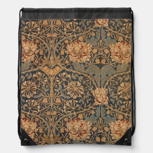 William Morris Honeysuckle Rich Wallpaper Drawstring Bag