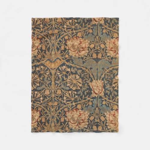 William Morris Honeysuckle Rich Wallpaper Fleece Blanket