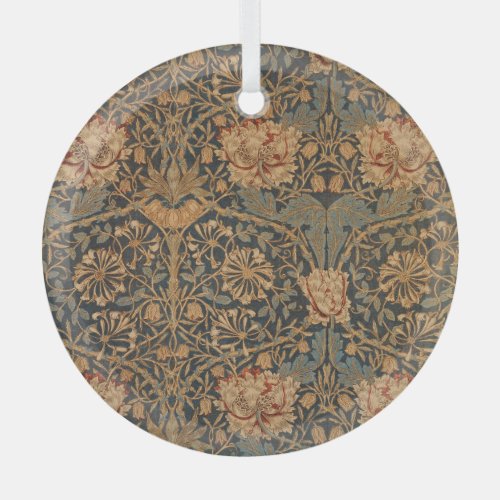 William Morris Honeysuckle Rich Wallpaper Glass Ornament