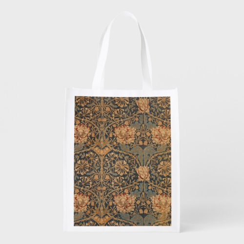 William Morris Honeysuckle Rich Wallpaper Grocery Bag