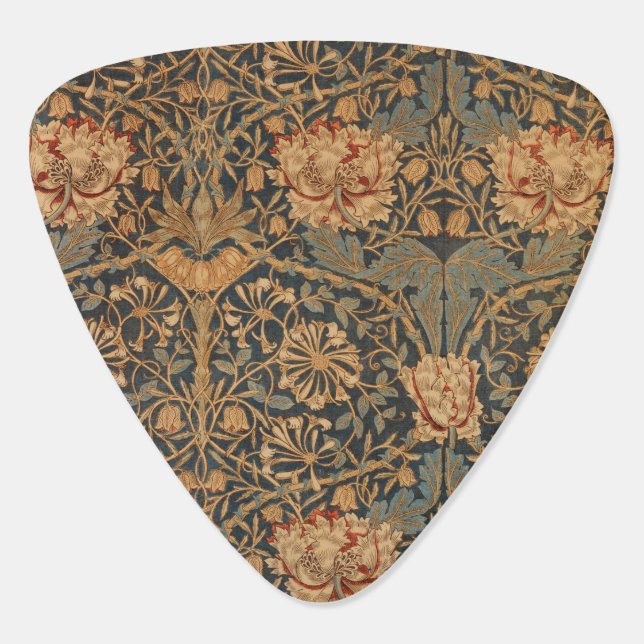 William Morris Honeysuckle Rich Wallpaper Guitar Pick (Back)