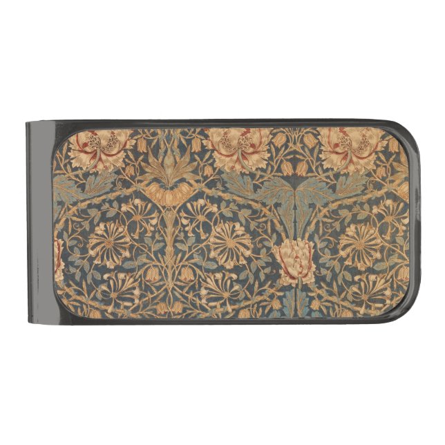 William Morris Honeysuckle Rich Wallpaper Gunmetal Finish Money Clip (Front)