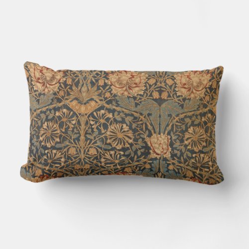 William Morris Honeysuckle Rich Wallpaper Lumbar Pillow