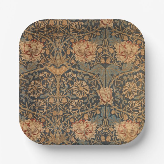 William Morris Honeysuckle Rich Wallpaper Paper Plates (Front)