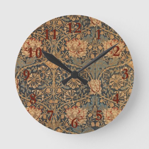 William Morris Honeysuckle Rich Wallpaper Round Clock