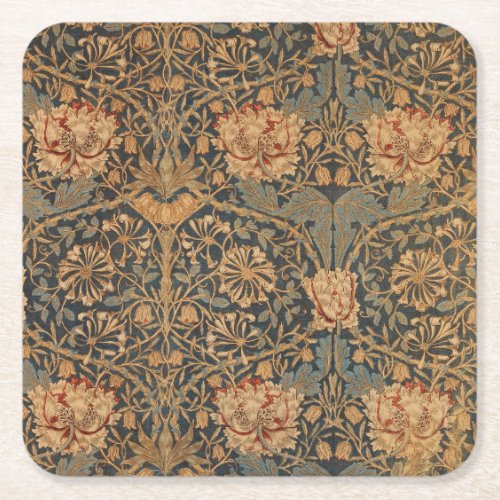 William Morris Honeysuckle Rich Wallpaper Square Paper Coaster