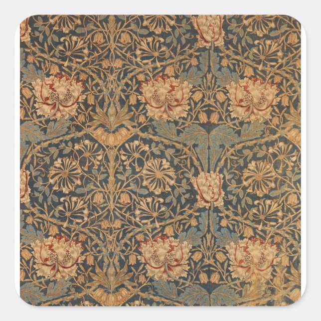 William Morris Honeysuckle Rich Wallpaper Square Sticker (Front)