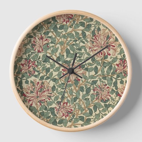 William Morris _ Honeysuckle Roses  Leaves Clock