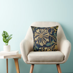 William Morris Honeysuckle Vintage Botanical Throw Pillow