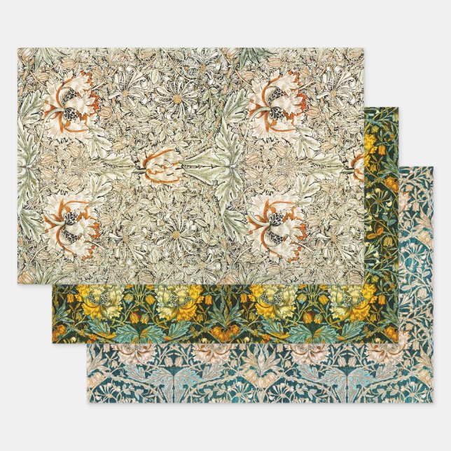 William Morris Honeysuckle Wallpaper Repeat Wrapping Paper Sheets (Set)