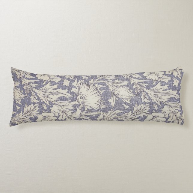 William Morris Horn Poppy Classic Floral Body Pillow (Front)