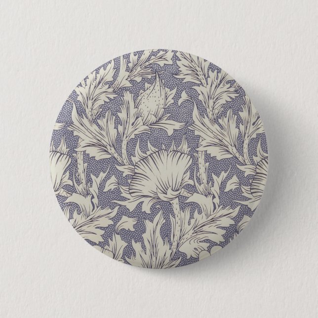 William Morris Horn Poppy Classic Floral Button (Front)