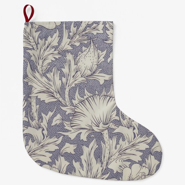 William Morris Horn Poppy Classic Floral Large Christmas Stocking (Front)